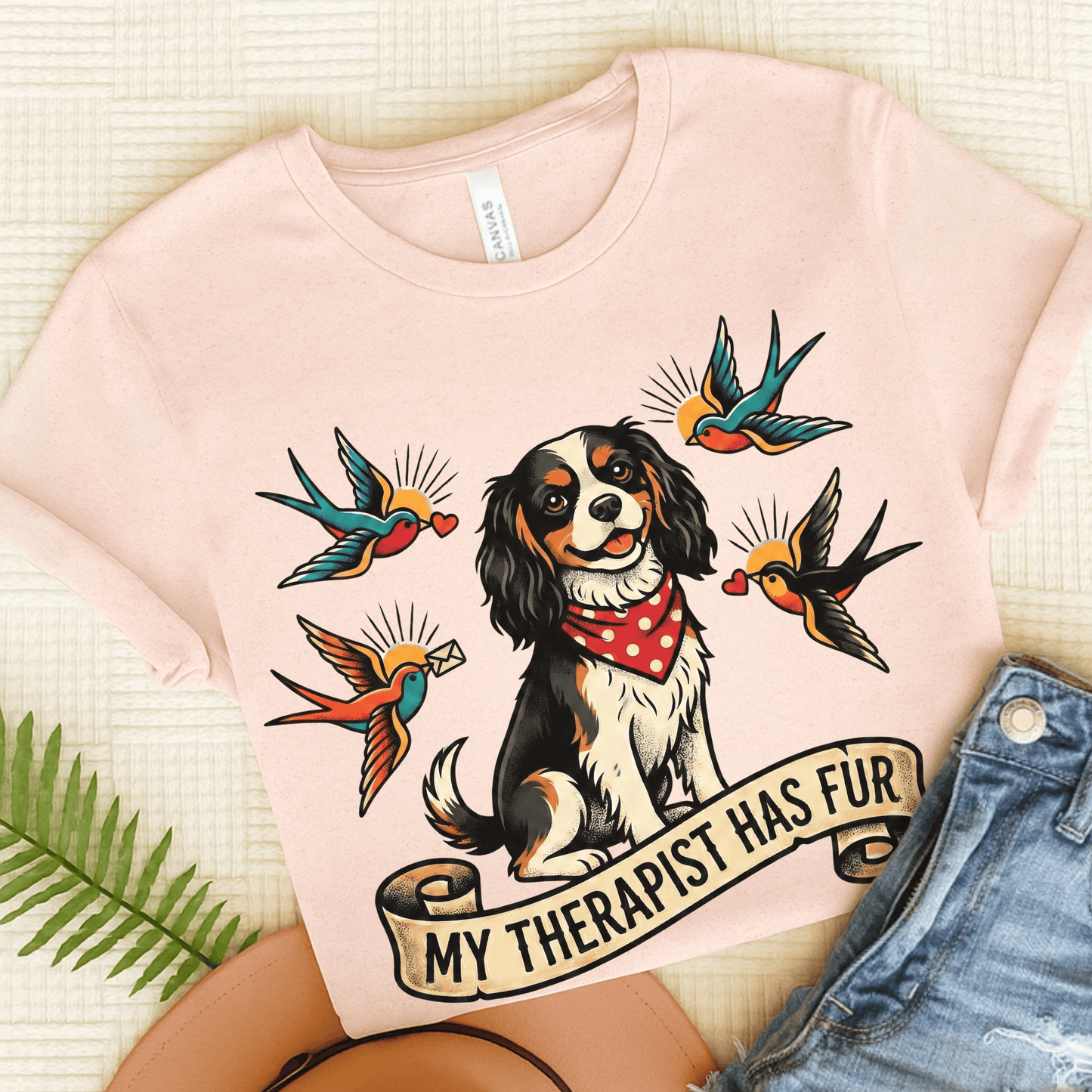 Personalized Cavalier Mental Health Unisex TShirt Soft Pink