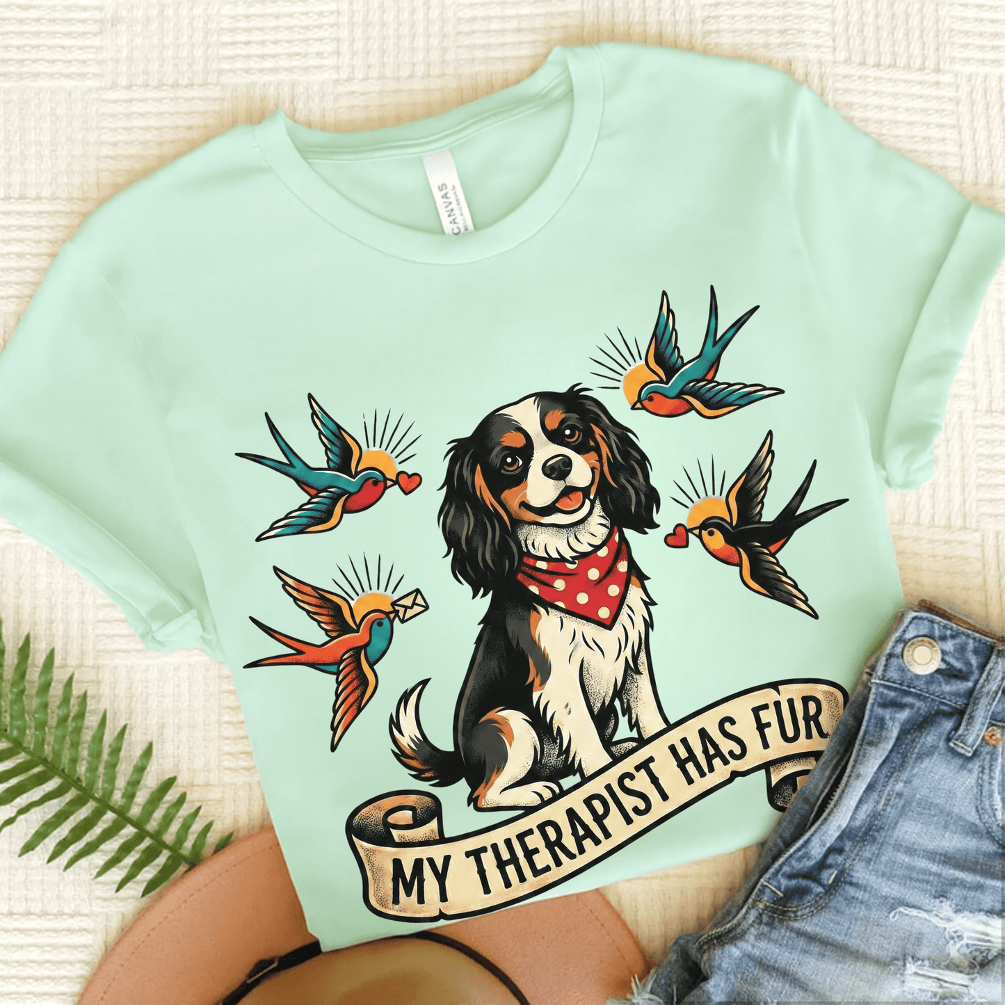 Personalized Cavalier Mental Health Unisex TShirt Heather Mint