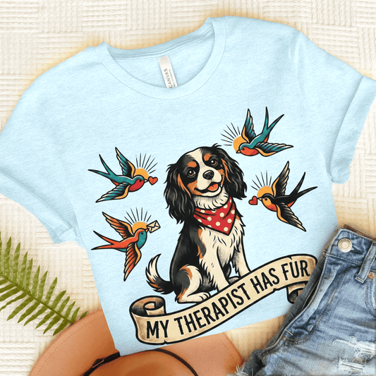 Personalized Cavalier Mental Health Unisex TShirt Heather Ice Blue