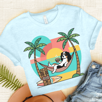 Personalized Cavalier Tropical Coffee Unisex TShirt Heather Ice Blue