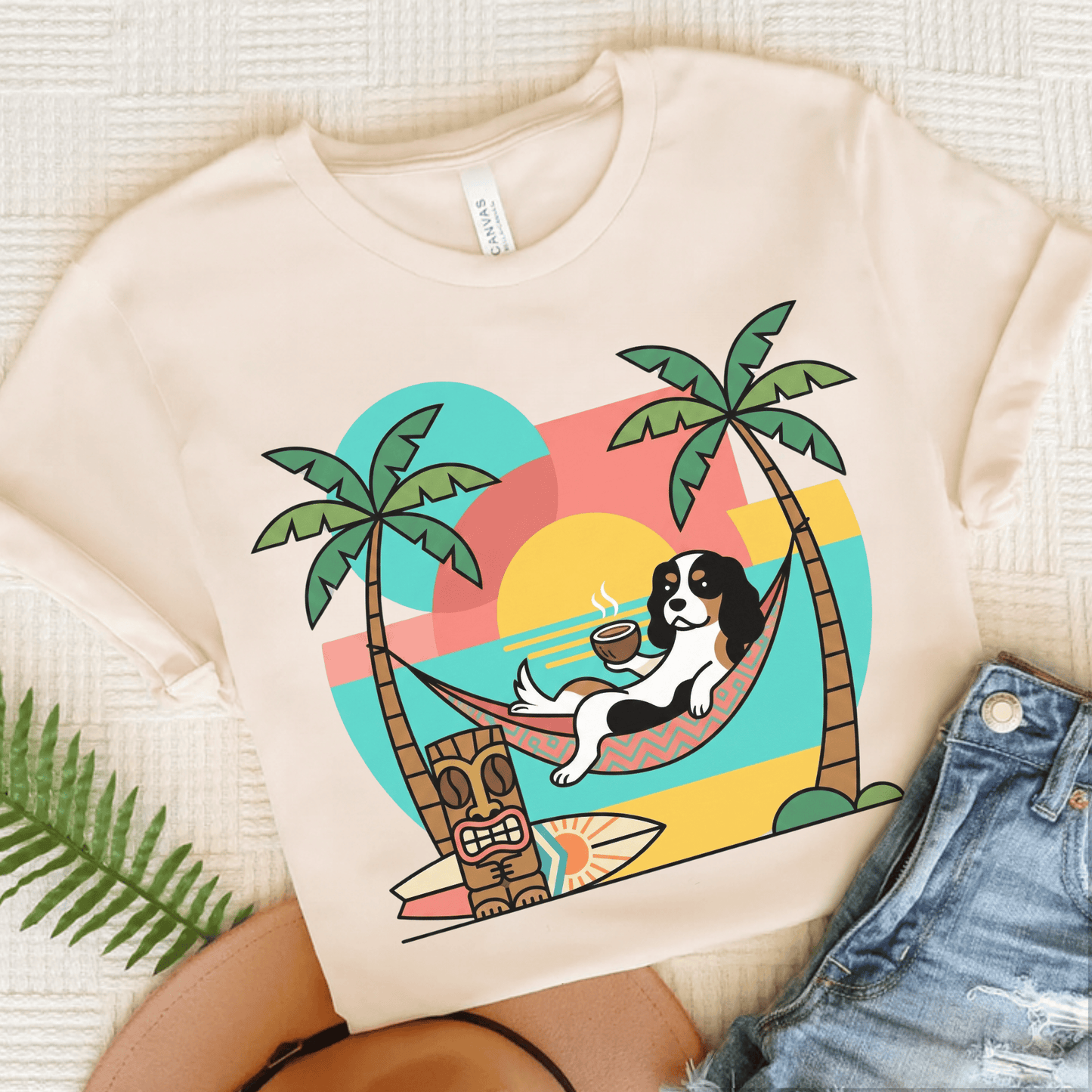 Personalized Cavalier Tropical Coffee Unisex TShirt Natural