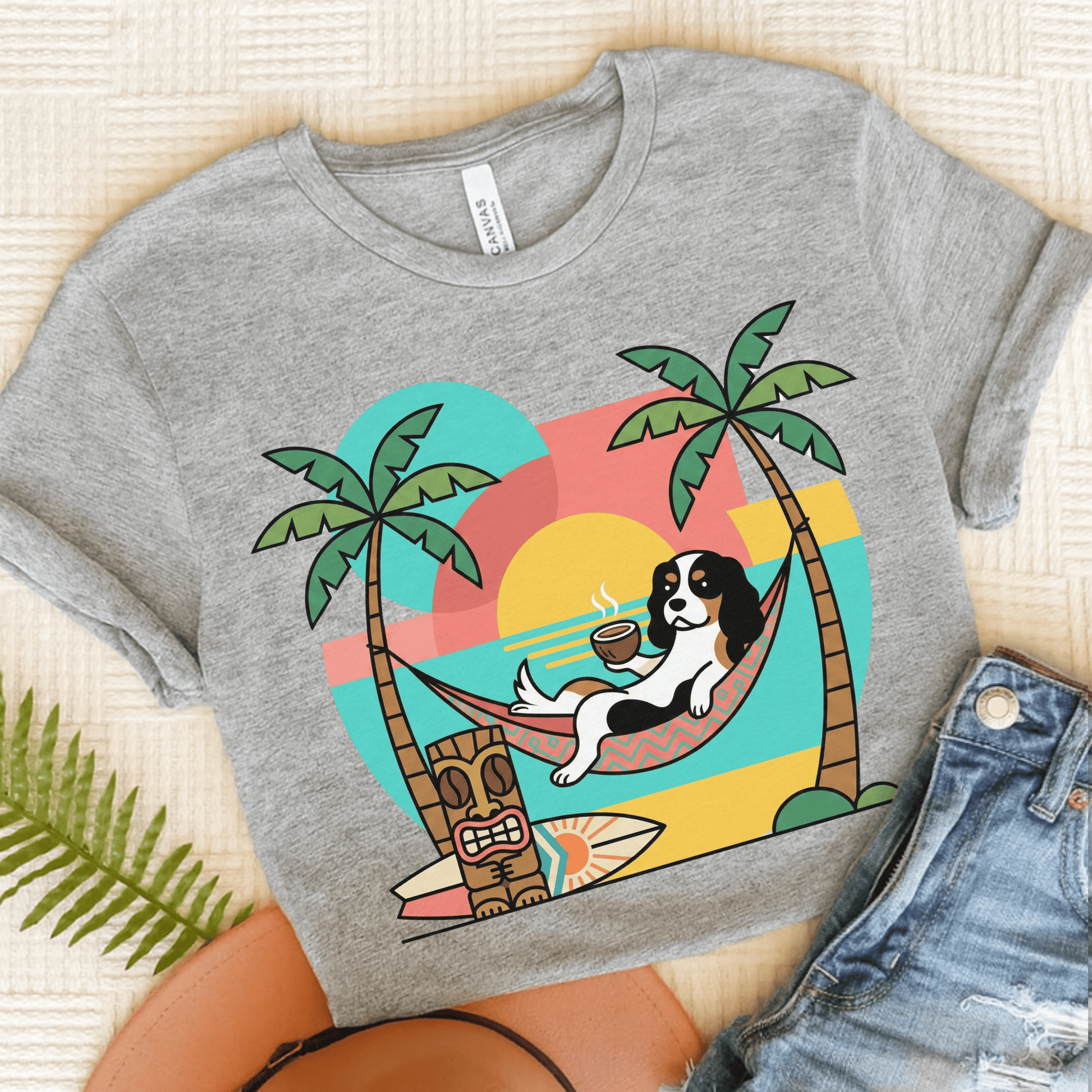 Personalized Cavalier Tropical Coffee Unisex TShirt Athletic Heather