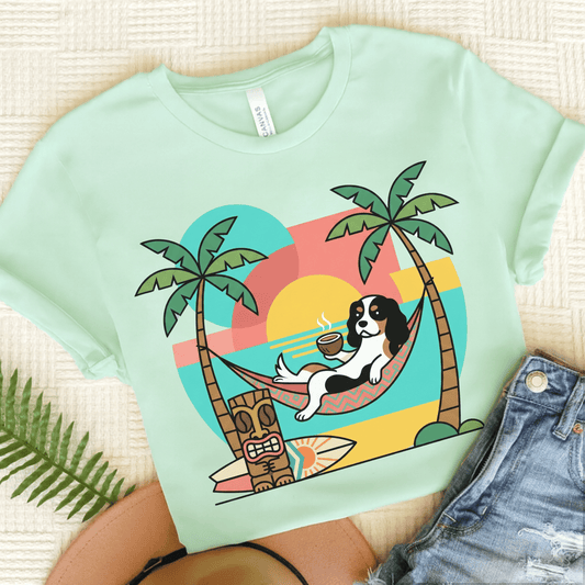 Personalized Cavalier Tropical Coffee Unisex TShirt Heather Mint