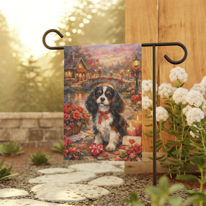 Personalized Cavalier Valentines Garden Flag