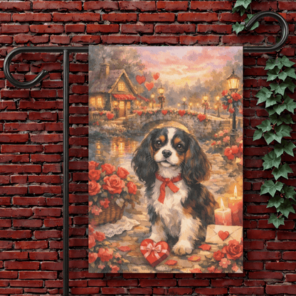 Personalized Cavalier Valentines Garden Flag 12'' × 18''