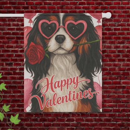 Tricolor Cavalier Valentines Day Garden Flag 24.5'' × 32''