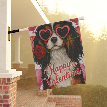 Tricolor Cavalier Valentines Day Garden Flag