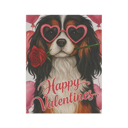 Tricolor Cavalier Valentines Day Garden Flag