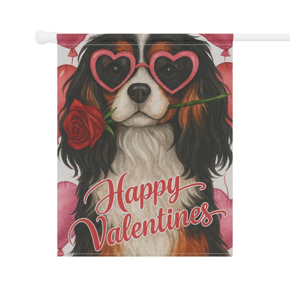 Tricolor Cavalier Valentines Day Garden Flag