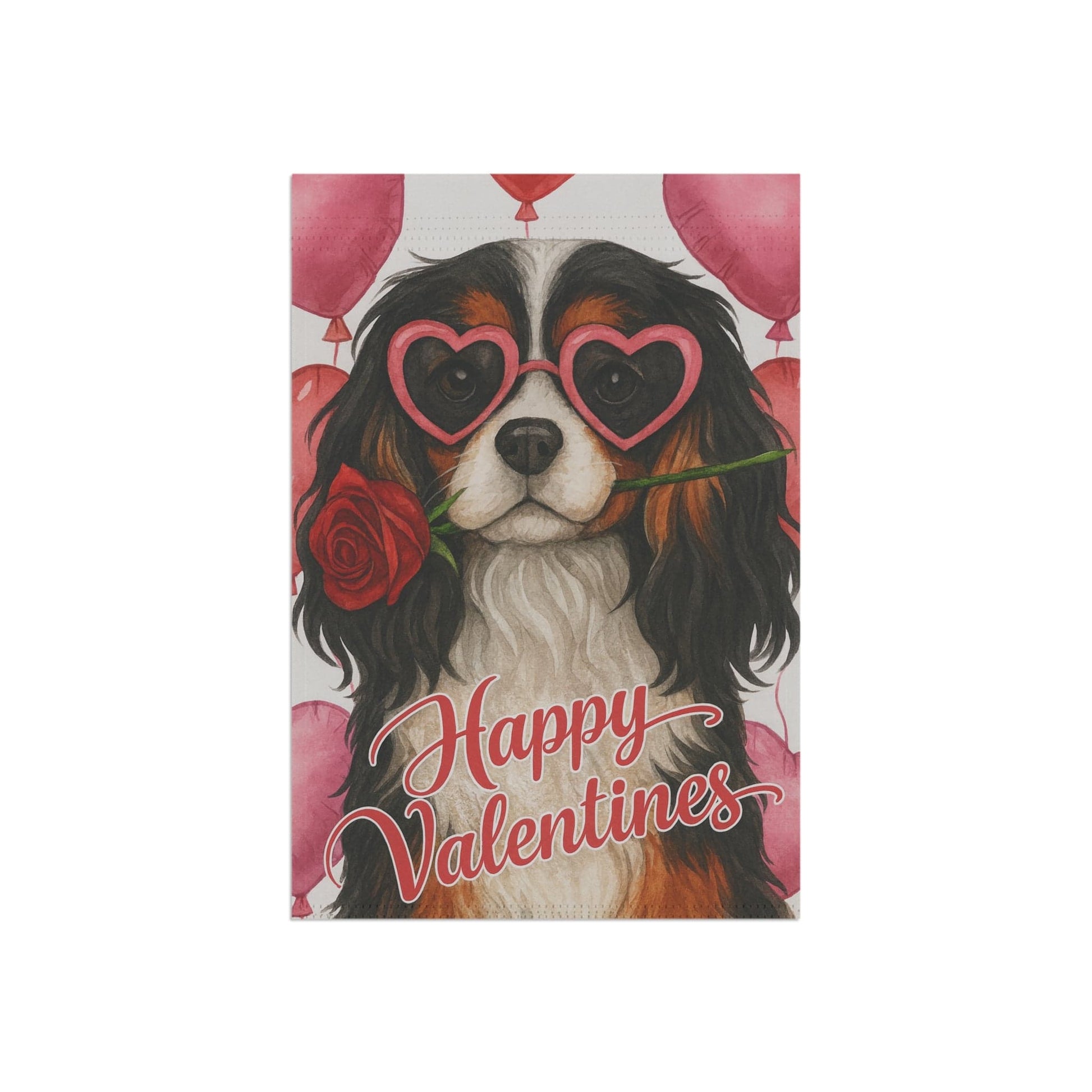 Tricolor Cavalier Valentines Day Garden Flag