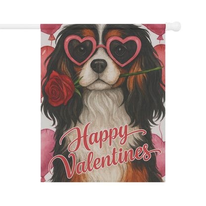 Tricolor Cavalier Valentines Day Garden Flag