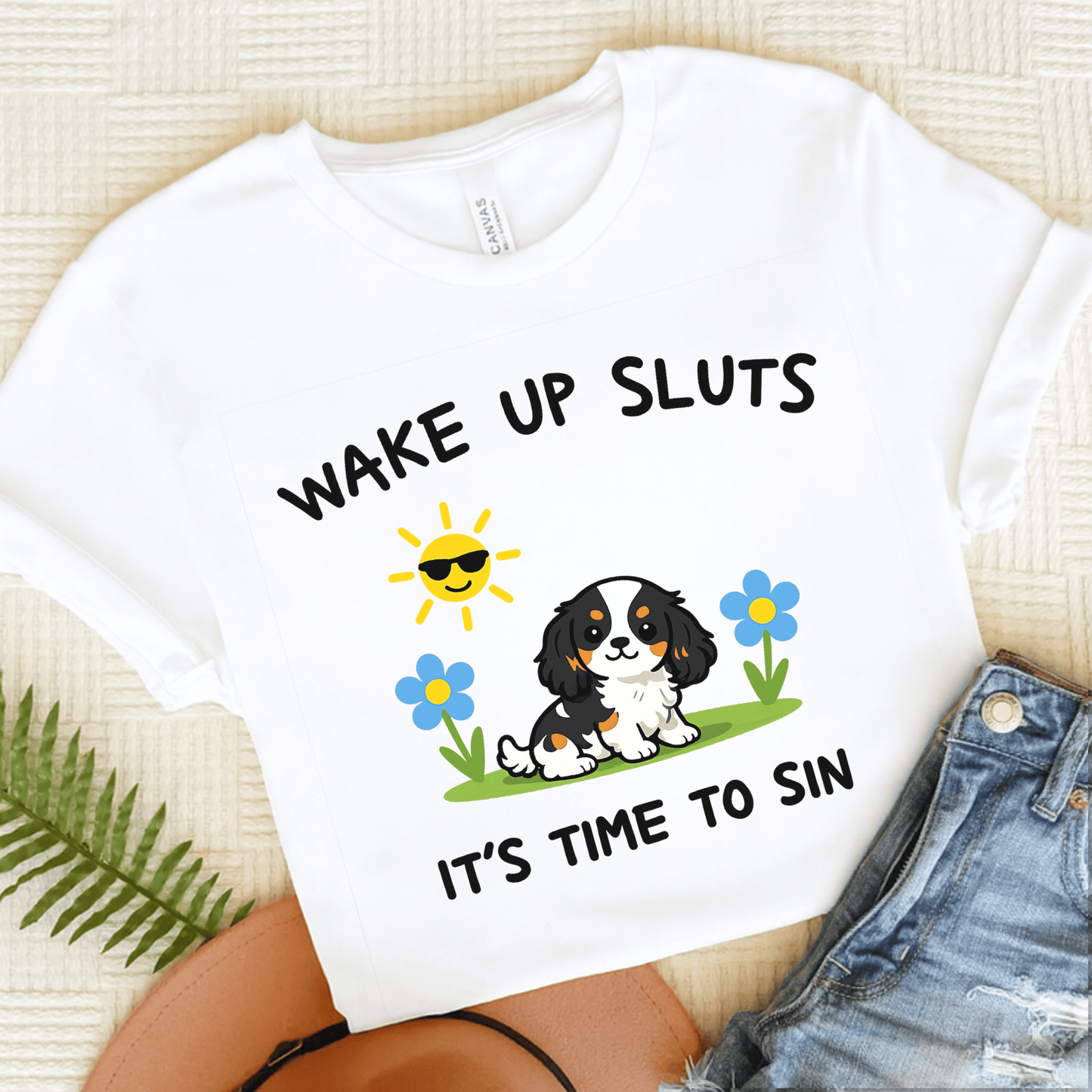 Personalized Cavalier Wake Up Unisex TShirt White