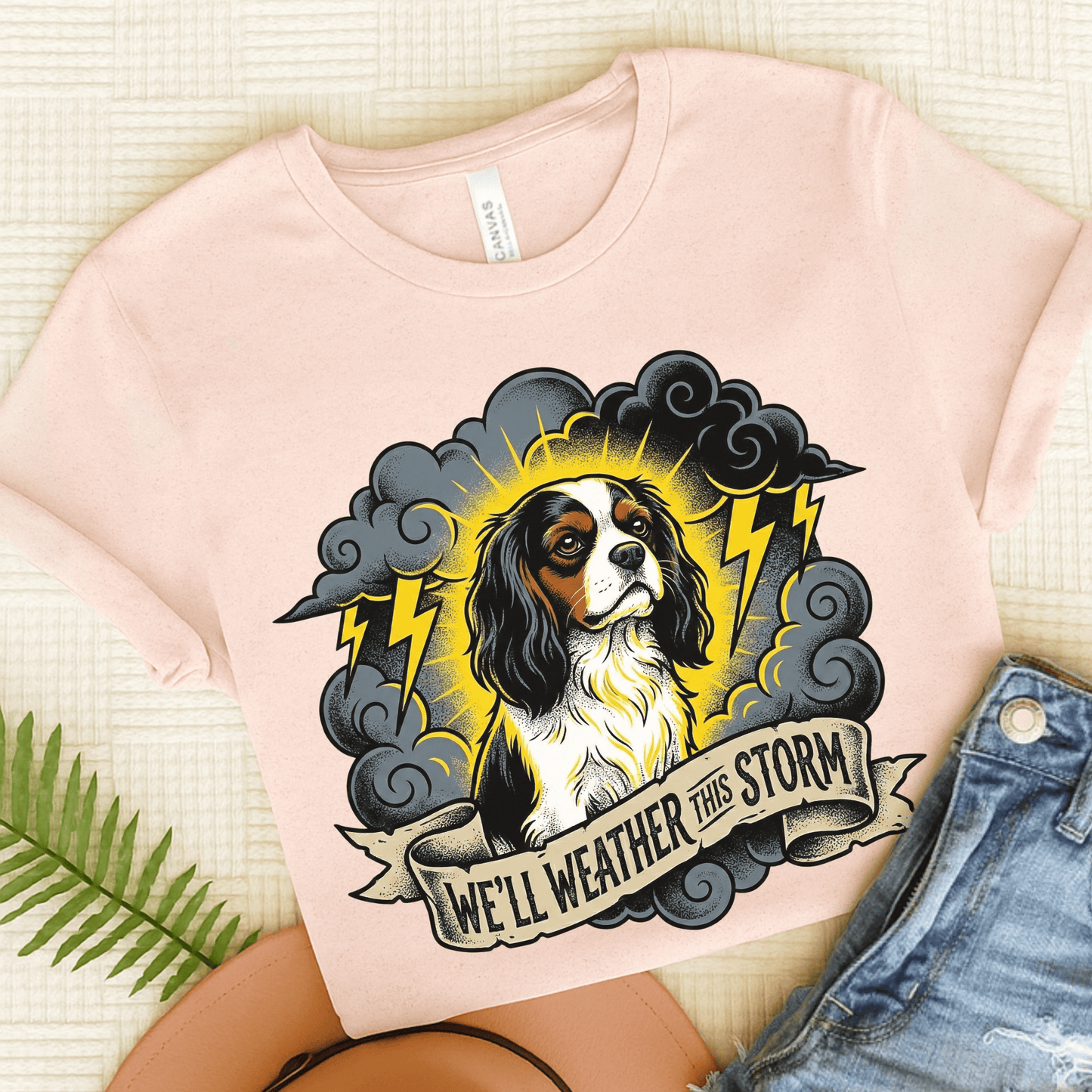 Personalized Cavalier Weather Storm Unisex TShirt Soft Pink