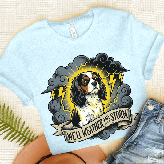 Personalized Cavalier Weather Storm Unisex TShirt Heather Ice Blue