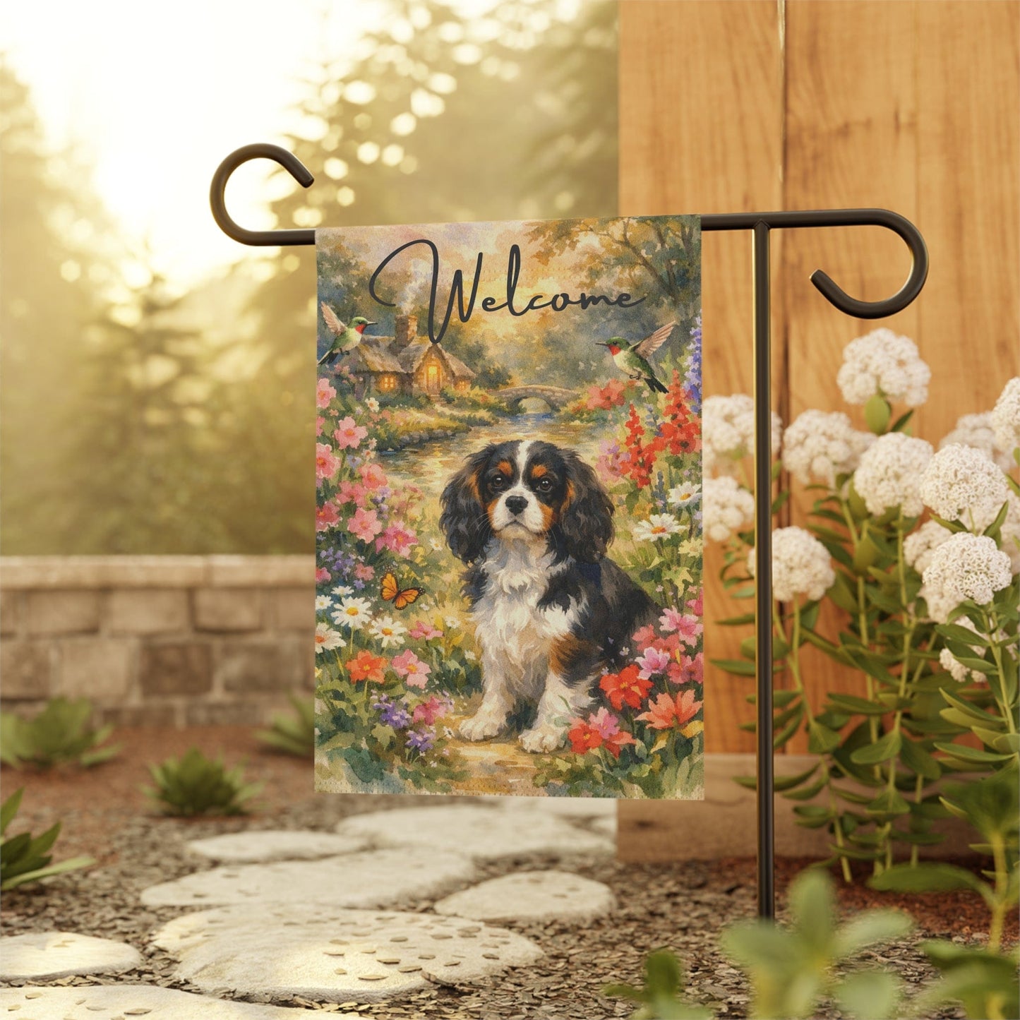 Personalized Cavalier Butterfly Garden Flag