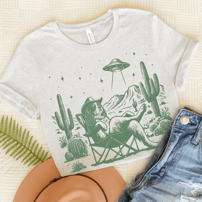 Personalized Cavalier Western UFO Unisex Tshirt Ash