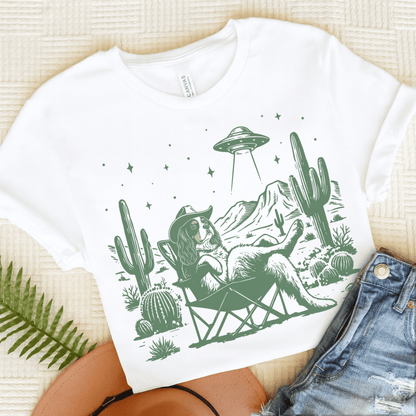 Personalized Cavalier Western UFO Unisex Tshirt White