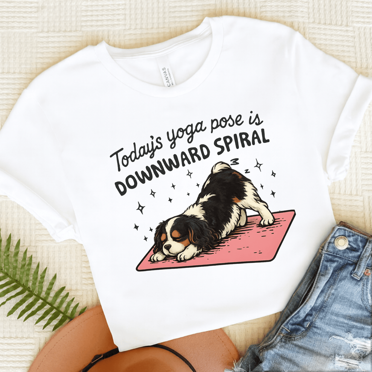 Personalized Cavalier Yoga Pose Unisex TShirt White