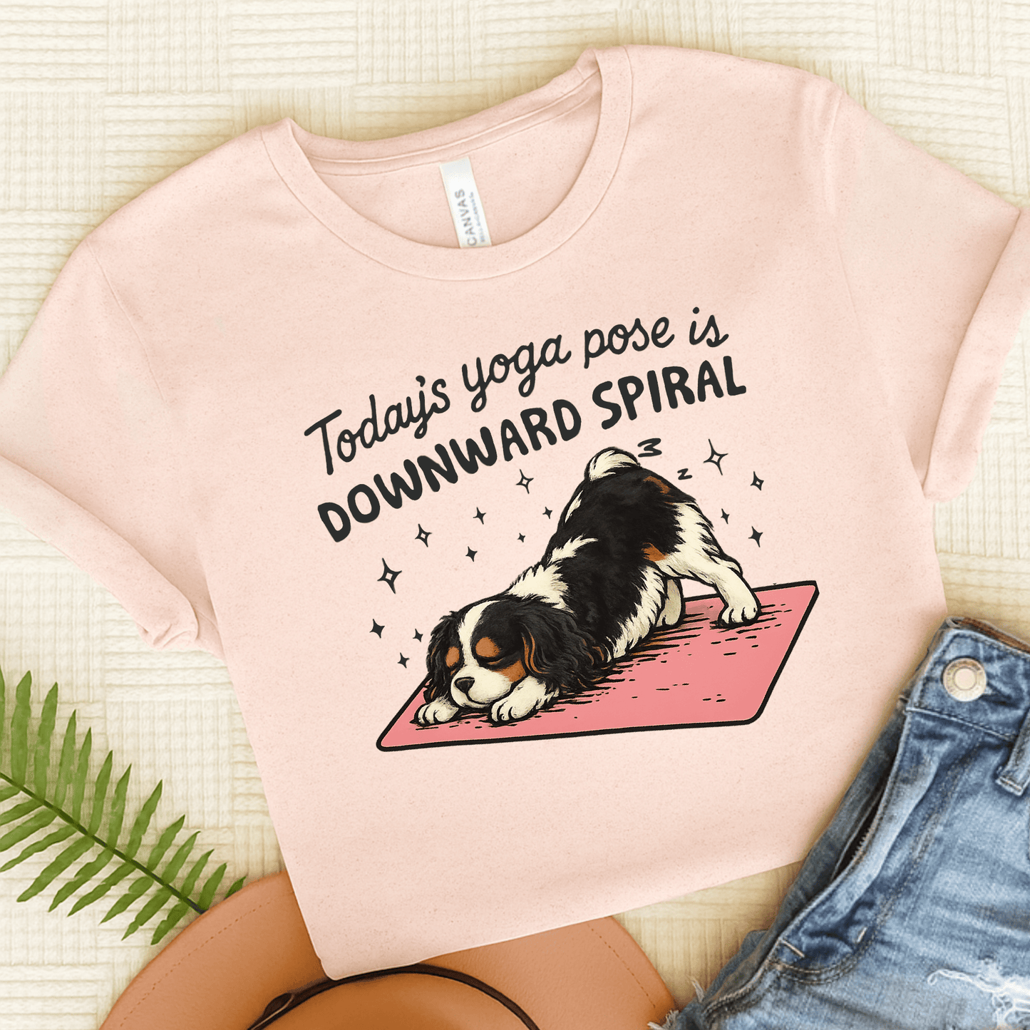Personalized Cavalier Yoga Pose Unisex TShirt Soft Pink