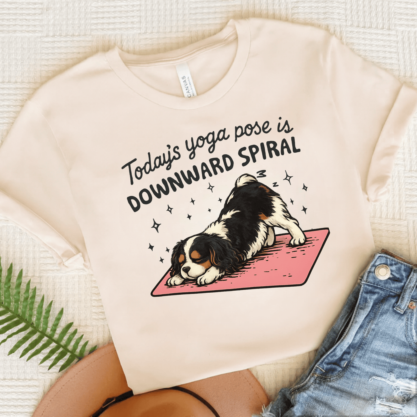 Personalized Cavalier Yoga Pose Unisex TShirt Natural