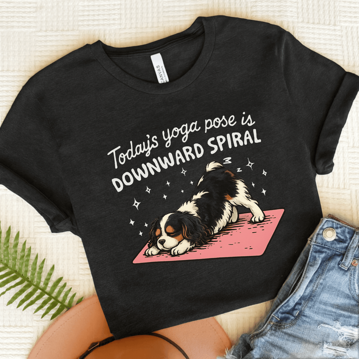 Personalized Cavalier Yoga Pose Unisex TShirt Dark Grey Heather