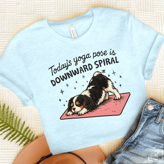 Personalized Cavalier Yoga Pose Unisex TShirt Heather Ice Blue