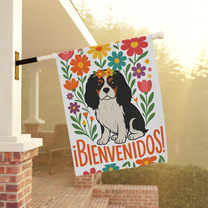 Printify Garden Flag Tricolor King Charles Bienvenidos Garden Flag