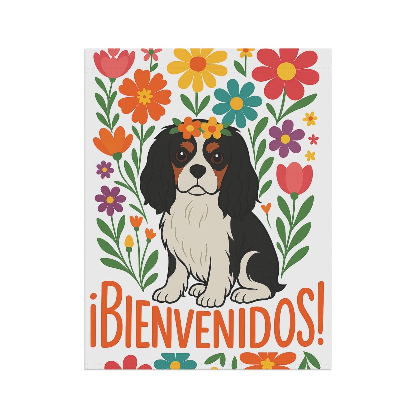 Printify Garden Flag Tricolor King Charles Bienvenidos Garden Flag