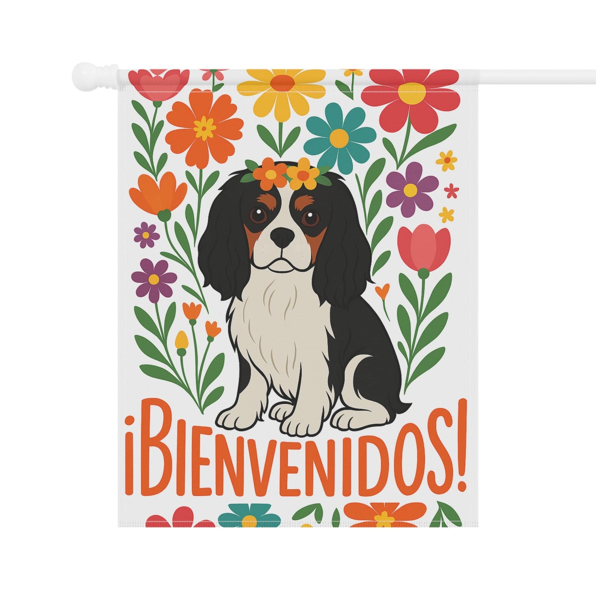Printify Garden Flag Tricolor King Charles Bienvenidos Garden Flag