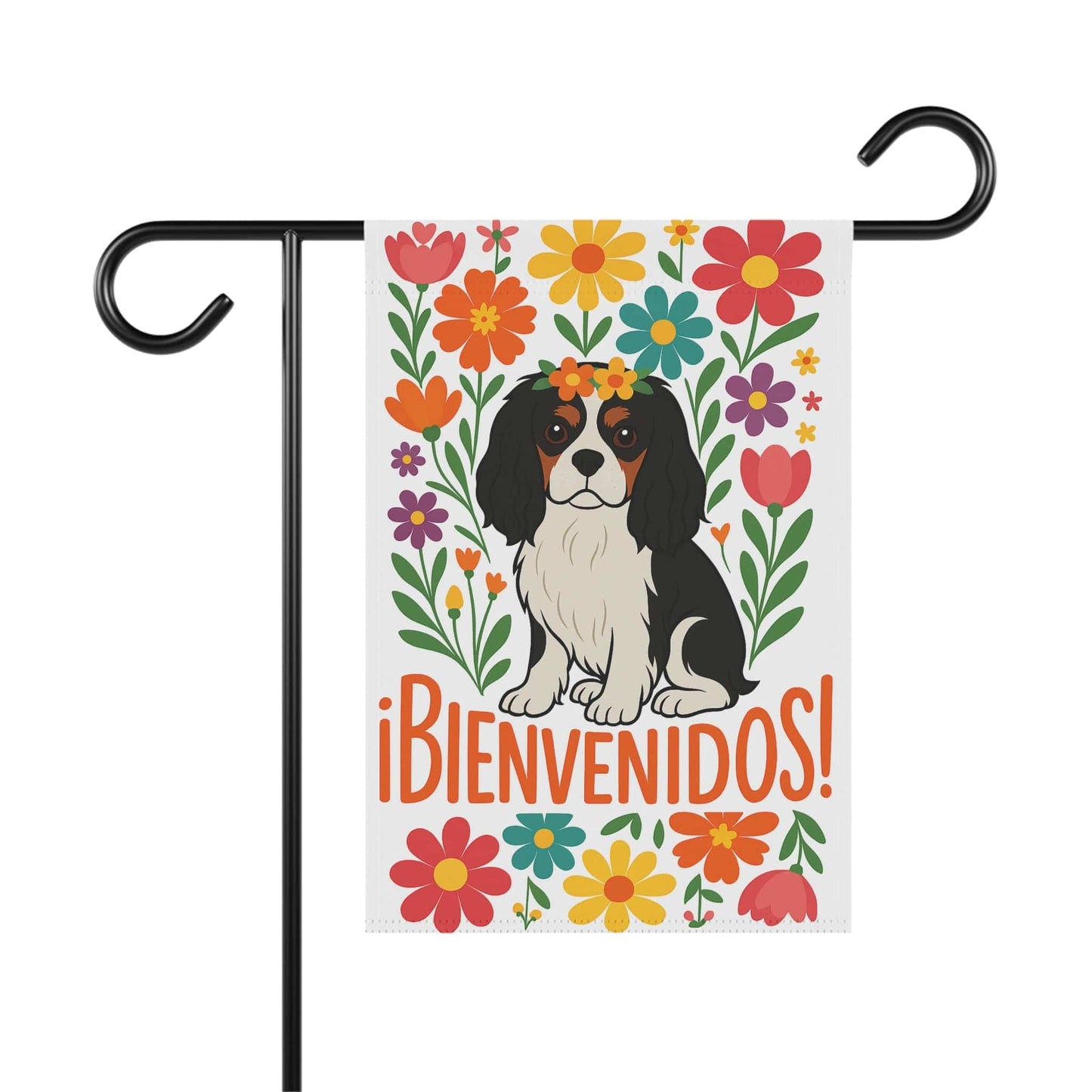 Printify Garden Flag Tricolor King Charles Bienvenidos Garden Flag