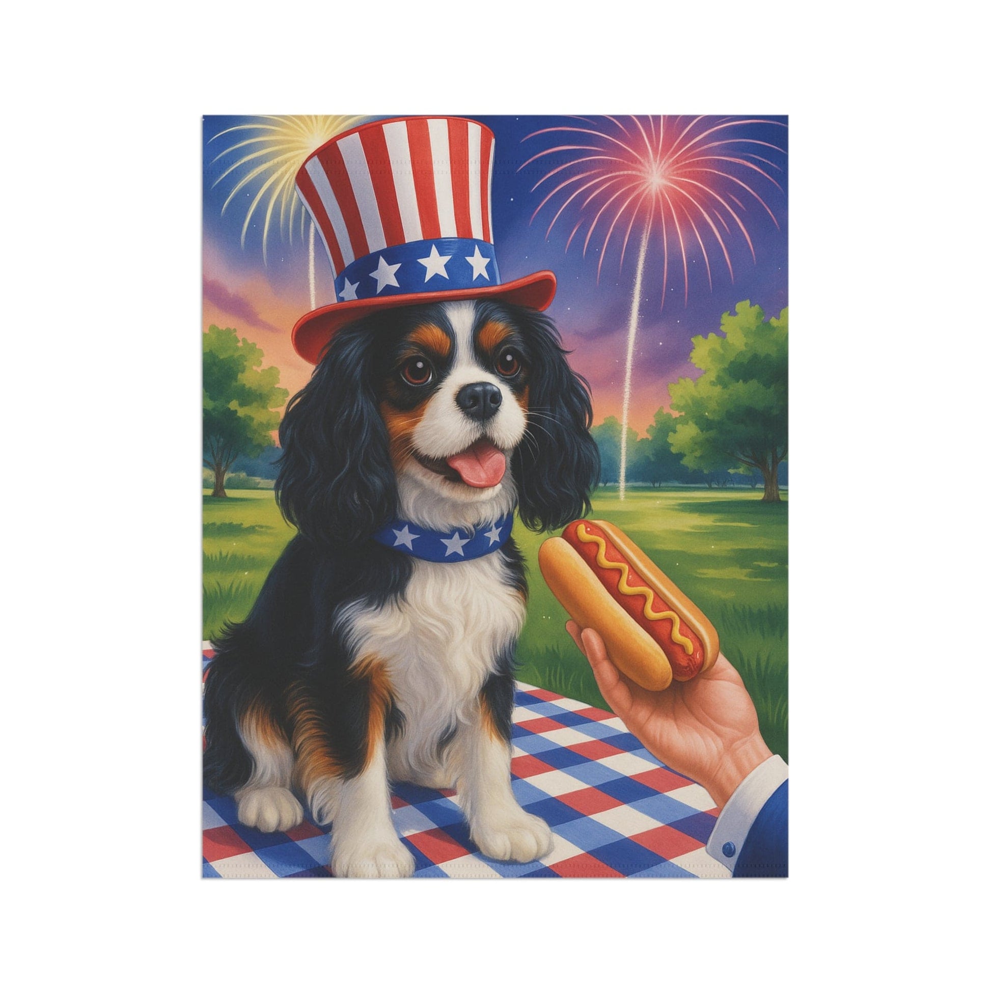 Printify Garden Flag Tricolor King Charles Cavalier 4th of July Garden Flag
