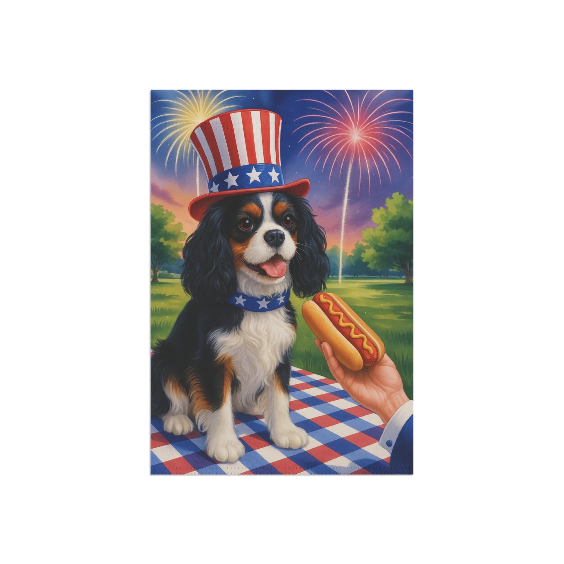 Printify Garden Flag Tricolor King Charles Cavalier 4th of July Garden Flag