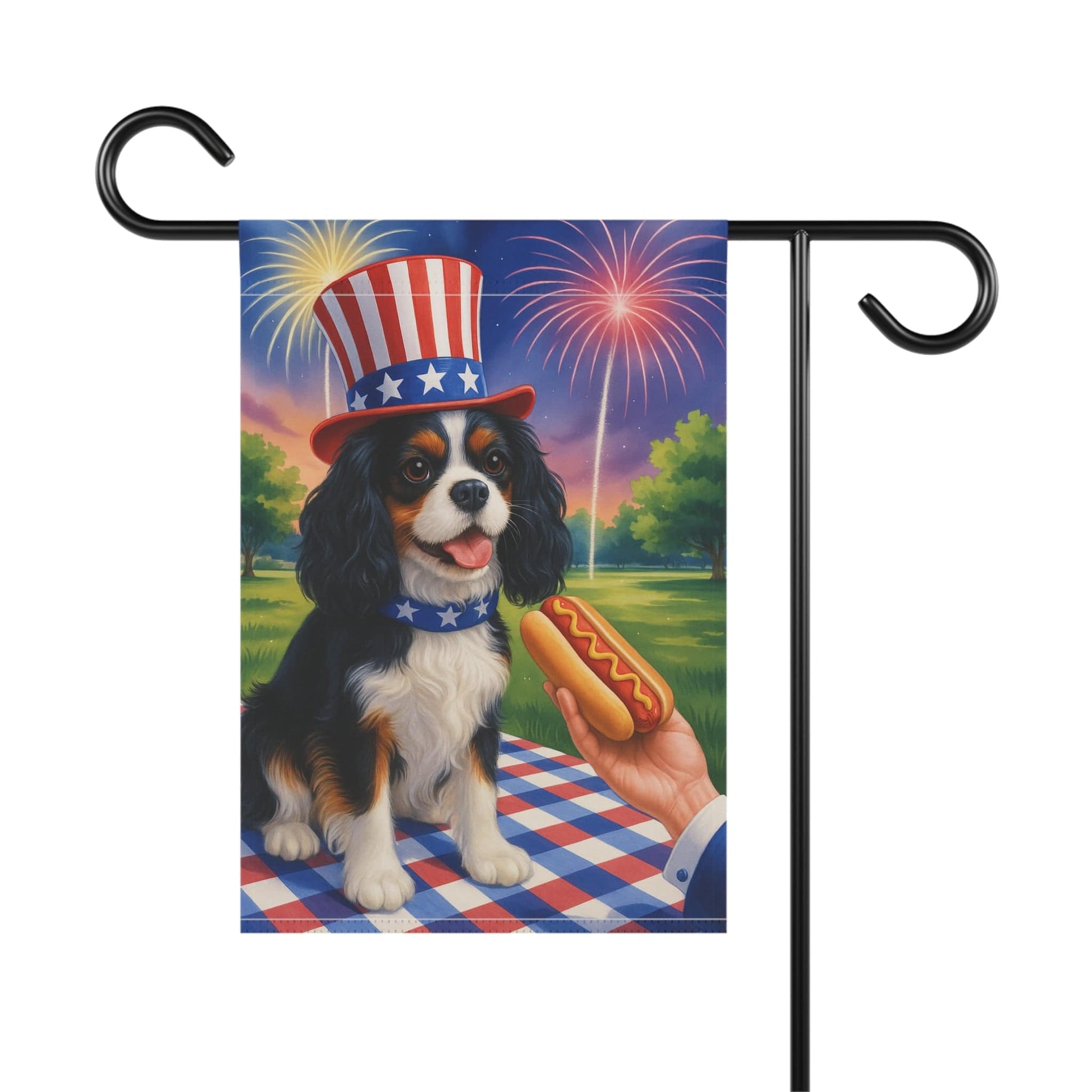 Printify Garden Flag Tricolor King Charles Cavalier 4th of July Garden Flag