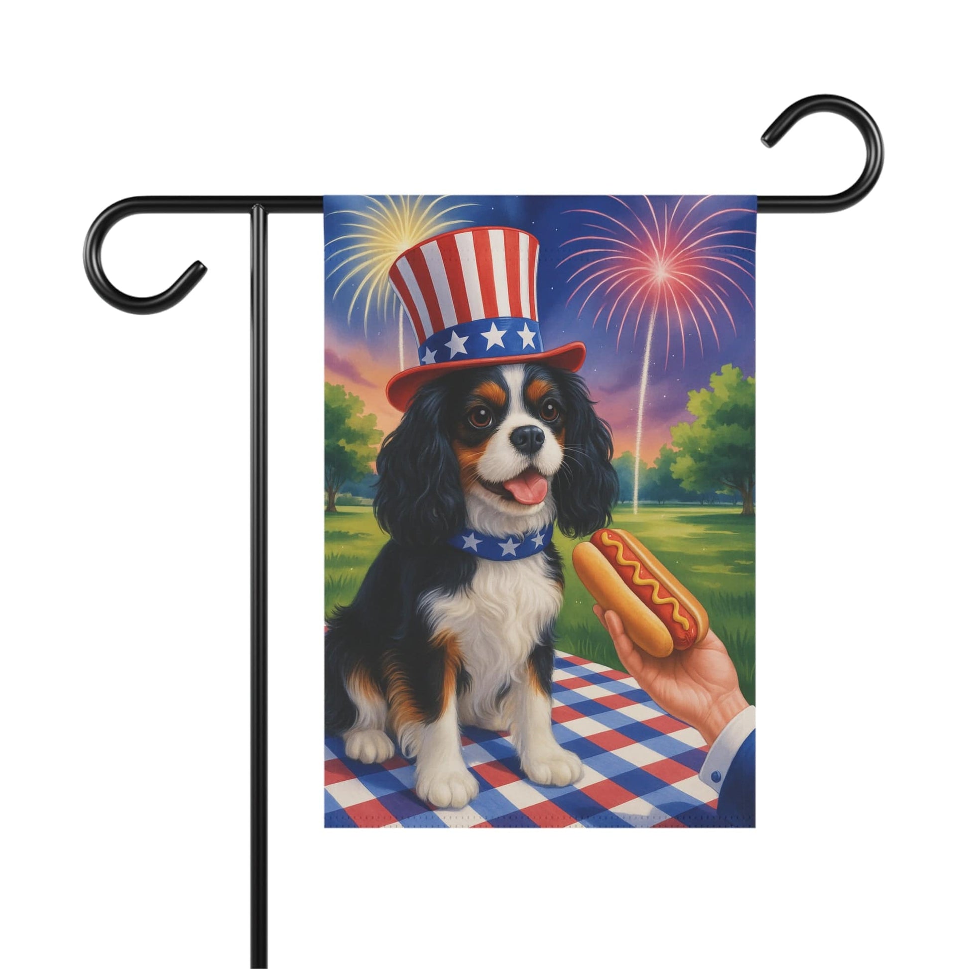 Printify Garden Flag Tricolor King Charles Cavalier 4th of July Garden Flag