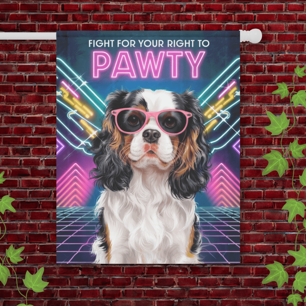 Printify Garden Flag 24.5'' × 32'' Tricolor King Charles Cavalier 80s Decoration Garden Flag