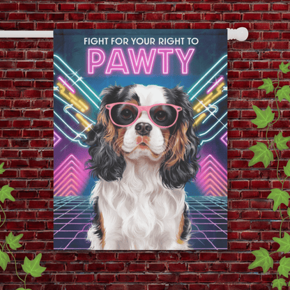 Printify Garden Flag 24.5'' × 32'' Tricolor King Charles Cavalier 80s Decoration Garden Flag