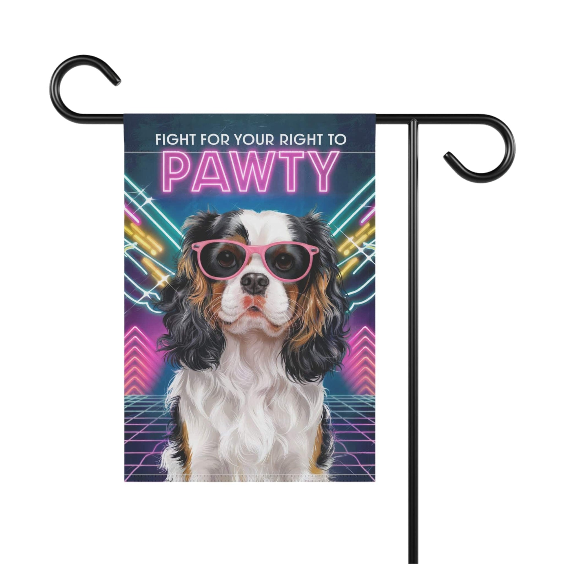 Printify Garden Flag Tricolor King Charles Cavalier 80s Decoration Garden Flag