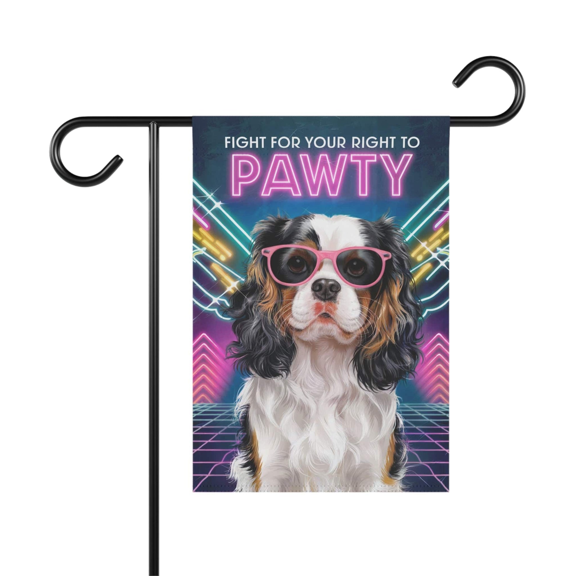 Printify Garden Flag Tricolor King Charles Cavalier 80s Decoration Garden Flag