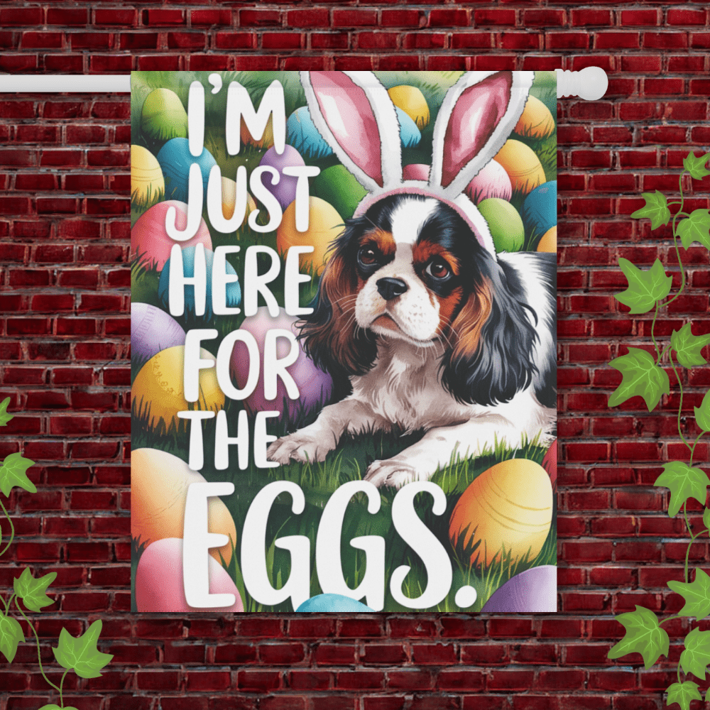 Printify Garden Flag 24.5'' × 32'' Tricolor King Charles Cavalier Easter Bunny Garden Flag