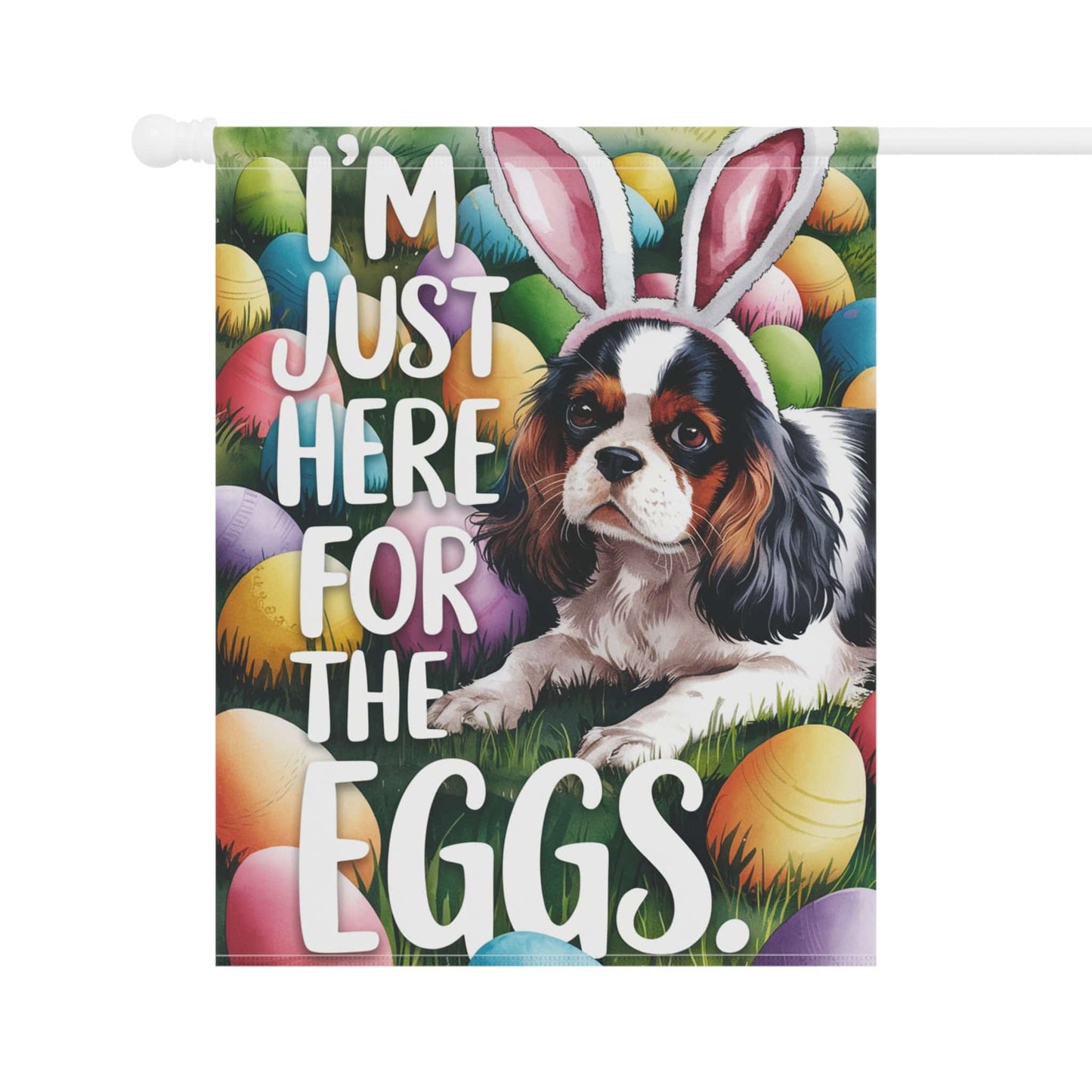 Printify Garden Flag Tricolor King Charles Cavalier Easter Bunny Garden Flag