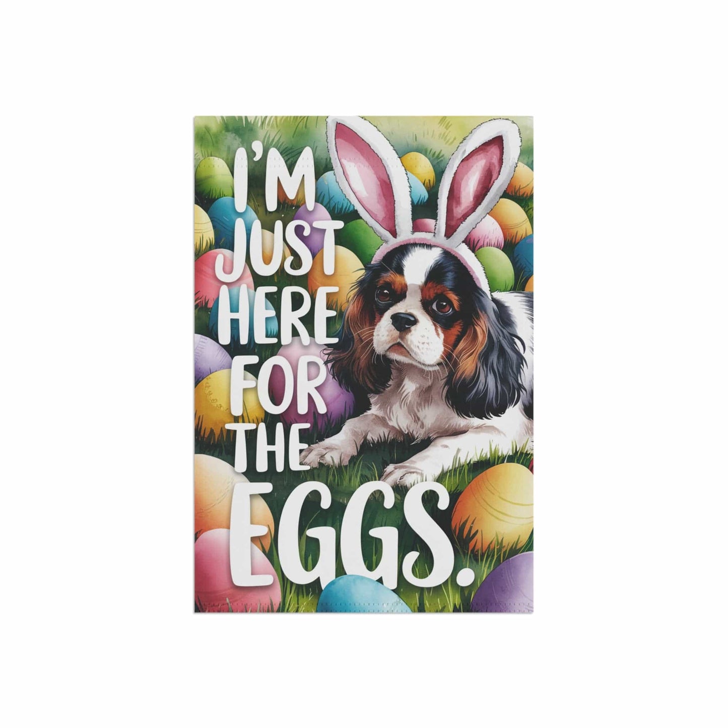 Printify Garden Flag Tricolor King Charles Cavalier Easter Bunny Garden Flag