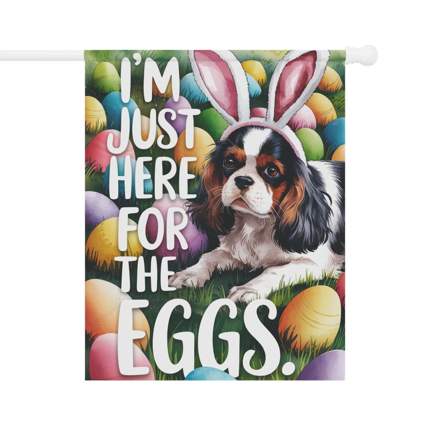 Printify Garden Flag Tricolor King Charles Cavalier Easter Bunny Garden Flag