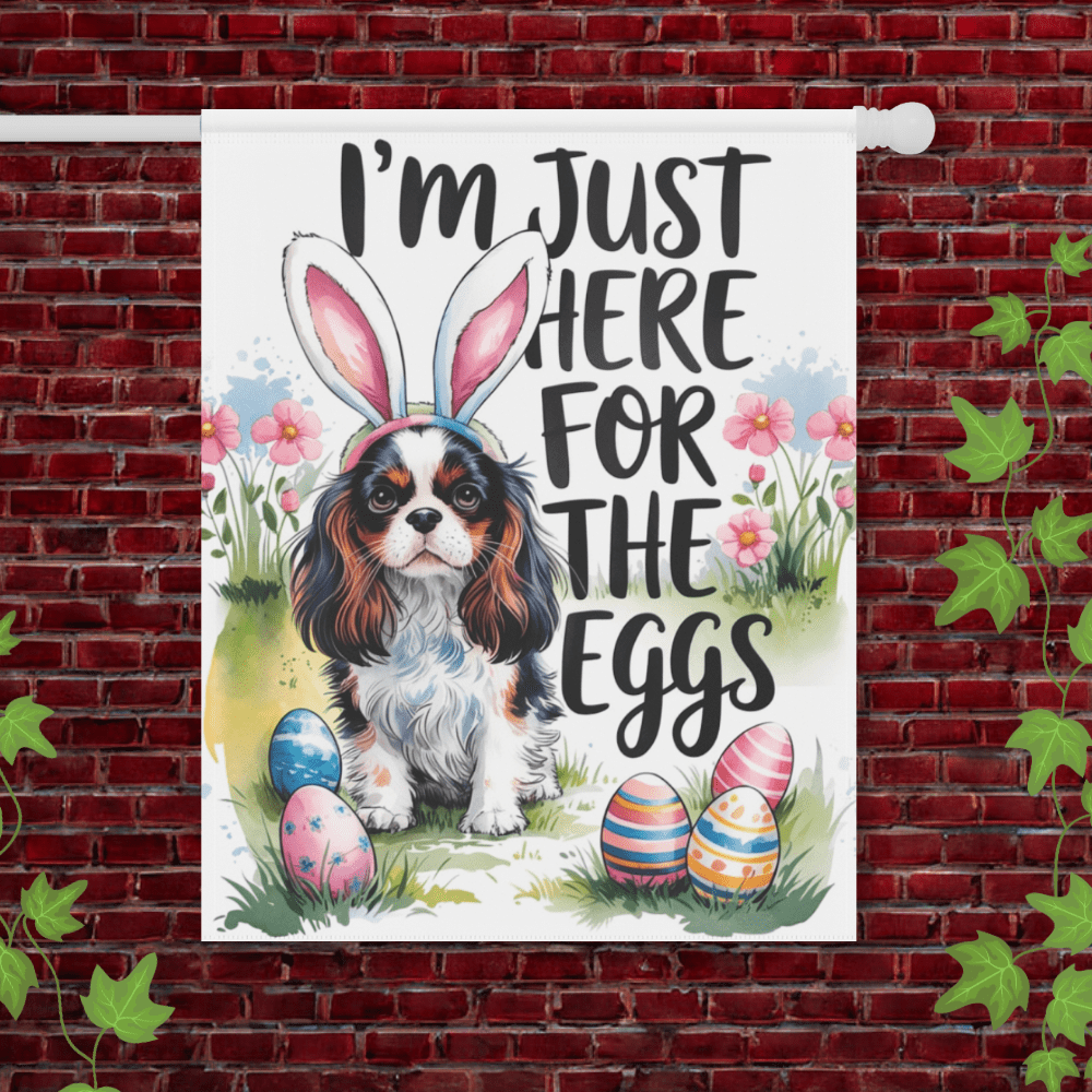 Printify Garden Flag 24.5'' × 32'' Tricolor King Charles Cavalier Easter Garden Flag