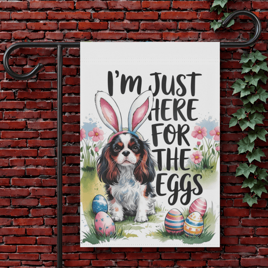 Printify Garden Flag 12'' × 18'' Tricolor King Charles Cavalier Easter Garden Flag