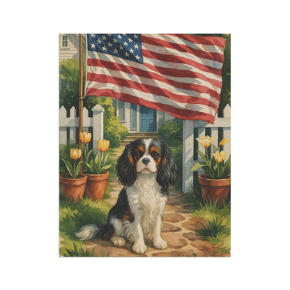 Printify Garden Flag Tricolor King Charles Cavalier Spaniel America Garden Flag