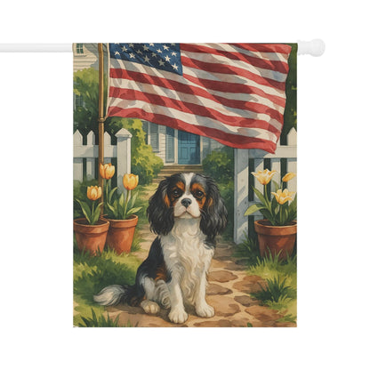 Printify Garden Flag Tricolor King Charles Cavalier Spaniel America Garden Flag