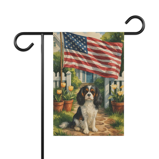 Printify Garden Flag Tricolor King Charles Cavalier Spaniel America Garden Flag