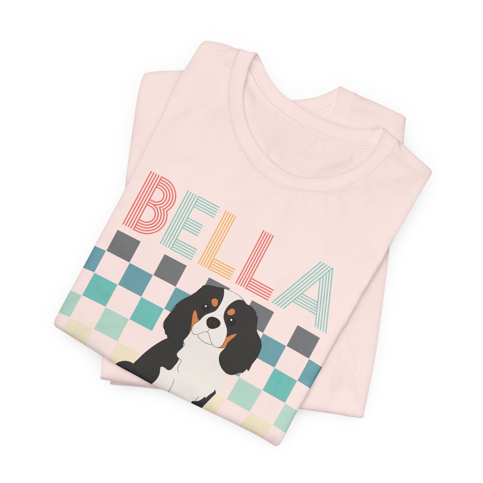 Printify T-Shirt Tricolor King Charles Checkered Tee