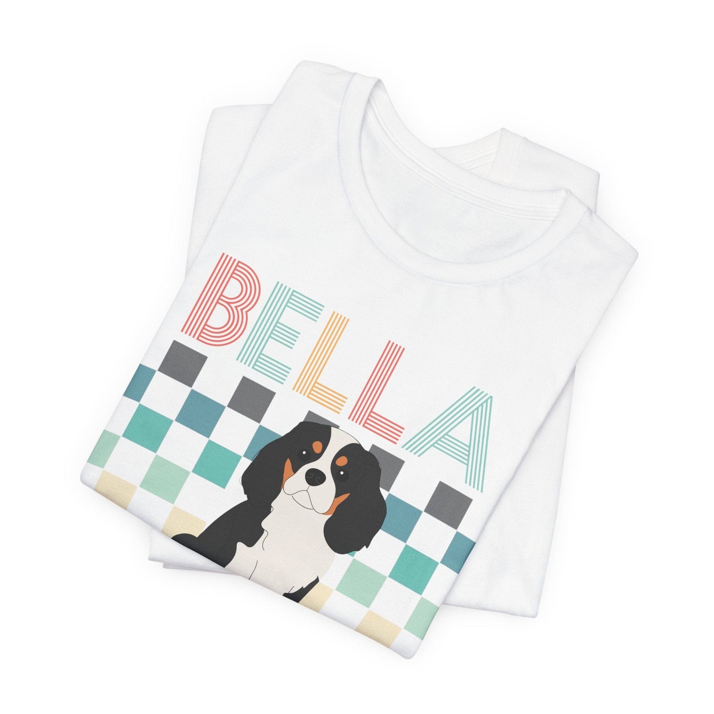 Printify T-Shirt Tricolor King Charles Checkered Tee