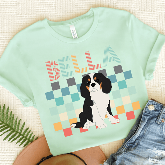 Printify T-Shirt Heather Mint / S Tricolor King Charles Checkered Tee